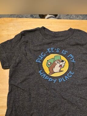 Buc-ee’s Beaver Mascot Shirt - 12 Months - Gray “Buc-ee’s Is My Happy Place” EUC